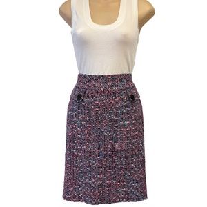 BARAMI  Tweeted Women Skirt Purple/Blue/Pink Size 2 Slits Knee Length Pencil